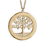 Collier en plaqu or chane avec pendentif arbre de vie prnoms  graver 40 + 5cm
