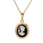 Collier en plaqué or chaîne avec pendentif camée noir 40 + 5cm Collier en plaqué or chaîne avec pendentif camée noir 40 + 5cm