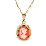 Collier en plaqué or chaîne avec pendentif camée rose 40 + 5cm Collier en plaqué or chaîne avec pendentif camée rose 40 + 5cm