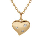 Collier en plaqué or chaîne avec pendentif coeur et 3 oxydes blancs sertis 42 + 3cm Collier en plaqué or chaîne avec pendentif coeur et 3 oxydes blancs sertis 42 + 3cm