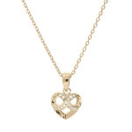 Collier en plaqu� or cha�ne avec pendentif coeur et infini oxydes blancs sertis 40 + 5cm