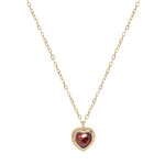 Collier en plaqu� or cha�ne avec pendentif coeur oxyde grenat sertis clos 40 + 3cm