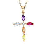 Collier en plaqué or chaîne avec pendentif croix empierré 40 + 5cm Collier en plaqué or chaîne avec pendentif croix empierré 40 + 5cm