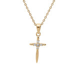 Collier en plaqu or chane avec pendentif croix avec oxydes blancs sertis 40 + 5cm