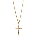 Collier en plaqué or chaîne avec pendentif croix vrillée et ornée de petits oxydes blancs - longueur ... Collier en plaqué or chaîne avec pendentif croix vrillée et ornée de petits oxydes blancs - longueur ...