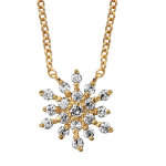 Collier en plaqu or chane avec pendentif toile 12 branches ornes d'oxydes blancs sertis - longueur ...