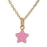 Collier en plaqu or chane avec pendentif toile rose  poids 36 + 2cm