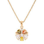 Collier en plaqu or chane avec pendentif fleur oxydes sertis multi couleurs 40 + 5cm
