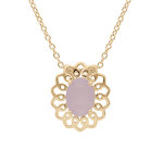 Collier en plaqué or chaîne avec pendentif fleur et pierre rose 42 + 3cm Collier en plaqué or chaîne avec pendentif fleur et pierre rose 42 + 3cm