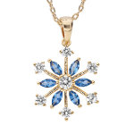 Collier en plaqu� or cha�ne avec pendentif flocon de neige oxydes blancs sertis et navettes bleues 40 ...