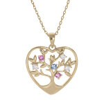 Collier en plaqu or chane avec pendentif forme coeur avec arbre de vie et oxydes couleurs 39 + 5cm