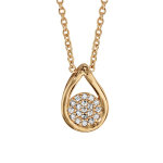 Collier en plaqu� or cha�ne avec pendentif goutte �vid�e avec rond pav� d'oxydes blancs � l'int�rieur ...