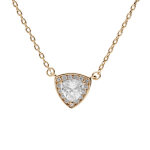 Collier en plaqu� or cha�ne avec pendentif goutte oxyde blanc serti clos 42 + 3cm