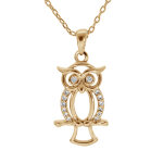 Collier en plaqué or chaîne avec pendentif hibou / chouette et oxydes blancs sertis 40 + 4cm Collier en plaqué or chaîne avec pendentif hibou / chouette et oxydes blancs sertis 40 + 4cm