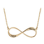 Collier en plaqu or chane avec pendentif infini  graver 1 ou 2 prnoms - longueur 40cm + 5cm de rallonge ...