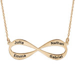 Collier en plaqu or chane avec pendentif infini  graver 3 ou 4 prnoms - longueur 40cm + 5cm de rallonge ...