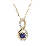 Collier en plaqu� or cha�ne avec pendentif infini oxydes bleu et blancs sertis 40 + 5cm