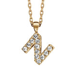 Collier en plaqu� or cha�ne avec pendentif initiale n orn�e d'oxydes blancs - longueur 45cm