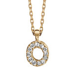 Collier en plaqu� or cha�ne avec pendentif initiale o orn�e d'oxydes blancs - longueur 45cm
