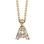 Collier en plaqu� or cha�ne avec pendentif initiale a orn�e d'oxydes blancs - longueur 45cm