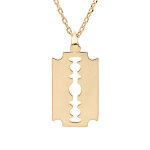 Collier en plaqu� or cha�ne avec pendentif lame de rasoir 40 + 5cm