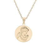 Collier en plaqu or chane avec pendentif mdaille angelot en relief 40 + 5cm