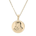 Collier en plaqu or chane avec pendentif mdaille vierge en relief 40 + 5cm