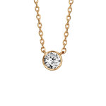 Collier solitaire en plaqu or jaune chane avec pendentif oxyde blanc de 5mm serti clos - longueur 38cm ...
