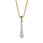 Collier en plaqu� or cha�ne avec pendentif oxydes blancs de taille d�grad�e - longueur 42cm + 5cm de ...