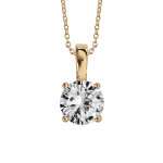Collier en plaqu� or cha�ne avec pendentif oxyde rond blanc de 6mm