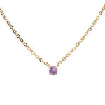 Collier en plaqué or chaîne avec pendentif pierre véritable améthyste 3mm 38 + 5cm Collier en plaqué or chaîne avec pendentif pierre véritable améthyste 3mm 38 + 5cm