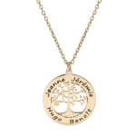 Collier en plaqu or chane avec pendentif prnoms  graver petit arbre de vie 20mm 38 + 5cm