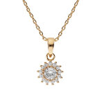Collier en plaqu� or cha�ne avec pendentif soleil oxydes blancs sertis 40 + 3cm