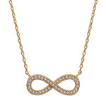 Collier en plaqu or chane avec pendentif symbole infini orn d'oxydes blancs au milieu - longueur 40cm ...