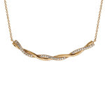 Collier en plaqu or chane avec pendentif torsade avec 1 brin lisse et l'autre orn d'oxydes blancs ...