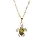 Collier en plaqué or chaîne avec pendentif tortue oxyde vert et blancs 42 + 3cm Collier en plaqué or chaîne avec pendentif tortue oxyde vert et blancs 42 + 3cm
