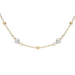 Collier en plaqu or chane avec perles de culture d'eau douce 38 + 4cm