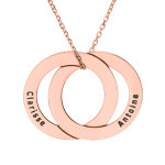Collier en plaqu or et dorure rose chane avec pendentif anneaux fixes  graver 40 + 5cm