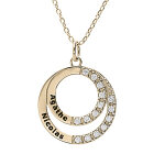 Collier en plaqu or double cercle prnoms  graver avec oxydes blancs sertis 42 + 3cm