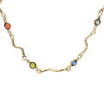 Collier en plaqu or fantaisie fine avec pierres multi couleurs 41 + 6cm