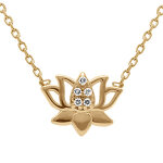 Collier en plaqu� or fleur de lotus avec oxydes blancs - 38 + 4cm