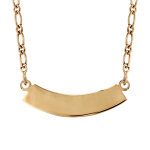 Collier en plaqu or mailles 1 + 1 avec plaque prnom  graver en demi lune