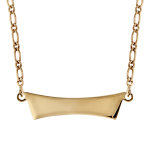 Collier en plaqu or mailles 1 + 1 avec plaque prnom  graver en forme de trapze