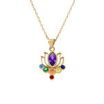 Collier en plaqu� or pendentif chakra fleur 7 oxydes - 40 + 5cm