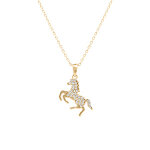 Collier en plaqué or pendentif cheval oxydes blancs 40 + 5cm Collier en plaqué or pendentif cheval oxydes blancs 40 + 5cm