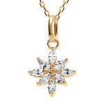 Collier en plaqu� or pendentif fleur orn�e d'oxydes blancs - 38 + 4cm