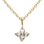Collier en plaqu� or pendentif fleur d'oxydes blancs - 38 + 4cm