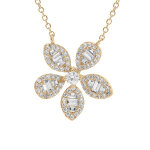 Collier en plaqué or pendentif fleur avec oxydes blancs sertis 42 + 3cm Collier en plaqué or pendentif fleur avec oxydes blancs sertis 42 + 3cm