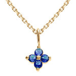 Collier en plaqu� or pendentif fleur d'oxydes bleus - 38 + 4cm