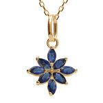 Collier en plaqu� or pendentif fleur d'oxydes bleu - 38 + 4cm